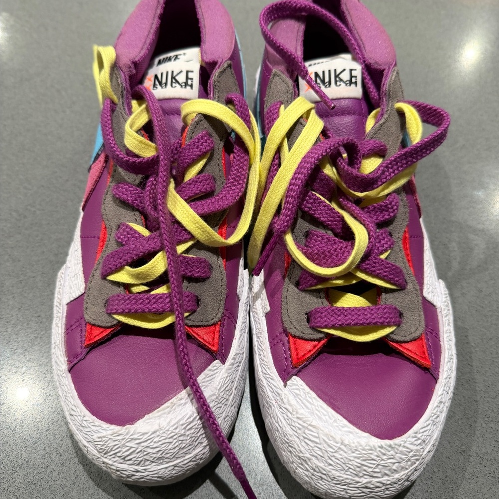 Nike x sacai Blazer Low Sneakers – Purple / Yellow – Double Laces – Rare